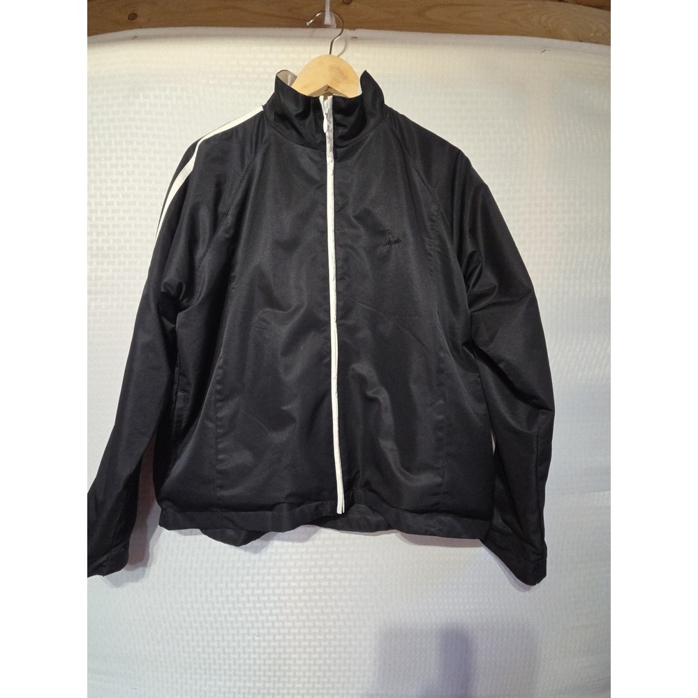 Retro Head Mens Size Large Black White Stripe Full Zip Windbreaker Tennis Jacket